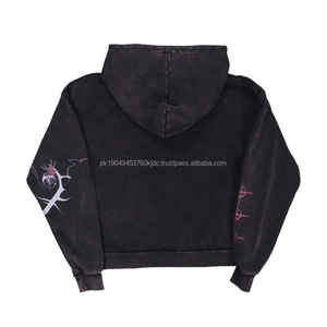 Jersey de invierno con capucha de gran tamaño Vintage para hombre, sudadera de algodón térmico de felpa lavada pesada, ropa de calle bordada, talla XL - Product Image 2