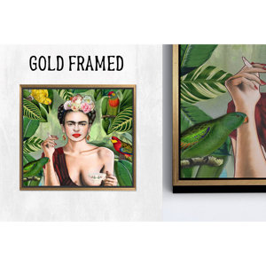 Impresión en Lienzo de Frida Kahlo - Elegante Decoración de Pared, 1 Pieza con Marco Dorado - Product Image 1