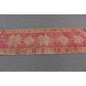 Turkish Vintage Rug, 2.4x7.4 ft <b>Runner</b> Rug, <b>Red</b> Brown Floral Rug - Product Image 3
