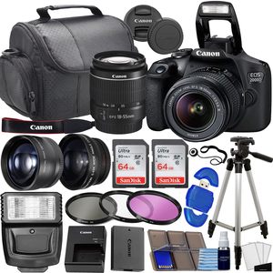 Appareil photo reflex numérique 24,1 MP avec objectif zoom 18-55 mm, kit 3 objectifs, mémoire 128 Go et fonctionnalités grand angle - Product Image 1