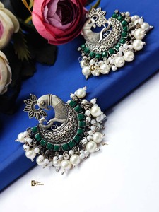 <b>Silver</b> Replica <b>Earring</b> Light Weight <b>Earring</b> Peacock Design <b>Earring</b> Girls Wear Casual Party Wear and Gifted - Product Image 6