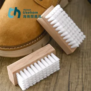 Direkt ab werk hochwertiges sportschuhreinigungswerkzeug sneaker-reinigungsbürste holzgriff kunststoff-haar-schuhbürste