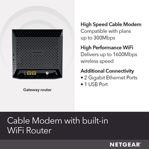 Routeur Wi-Fi et modem câble combo NETGEAR C6250 compatible avec les opérateurs de câble, y compris Xfinity par Comcast, Spectrum, Cox - Product Image 3