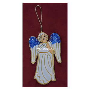 Bordado Zari hecho a mano de la mejor calidad con trabajo con cuentas, adorno colgante de Navidad para forma de Ángel, adorno decorativo de Navidad - Product Image 1