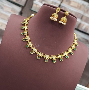 Classic Premium Quality Exclusive Unique Design Gold Plated Necklace Set With <b>Earrings</b> For Wedding Collection For Women - Product Image 2