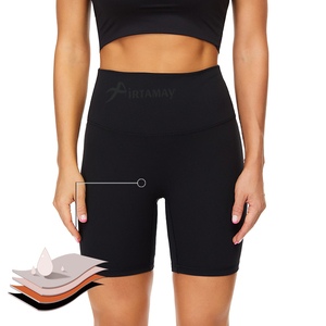AIRTAMAY – Nouveau <span class=keywords><strong>short</strong></span> de sport taille haute 4 couches anti-fuites pour yoga, gym, fitness, cyclisme, et règles menstruelles pour femmes - Product Image 1