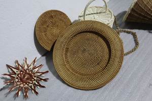 ตะกร้าหวายหวายสำหรับใส่ขนมปังเค้กขนมอบถาดหวายทรงกลมใช้ในบ้านปรับแต่งสีได้ - Product Image 5