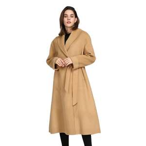 Manteau Trench en Laine Mélangée Mi-Longue pour Femme, Élégant, à Grand Col Revers, Simple Boutonnage, Respirant, en Soie et Laine Peignée - Product Image 4