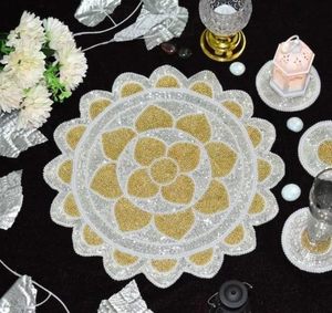 Best Theme Design Glass <b>Beads</b> <b>Placemat</b> Best for Parties and Other Functions Tableware Decorative Design Rounded <b>Placemat</b> Design - Product Image 1