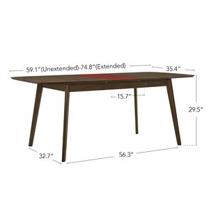 Bàn ăn có thể mở rộng 59 "-75" 4-6 Thiết kế tiết kiệm không gian gỗ hiện đại Ẩn Lá cho không gian nhỏ - Product Image 2