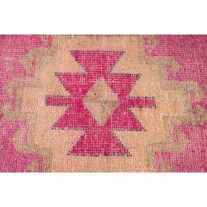 2.9x9.8 ft Vintage <b>Rug</b>, Turkish <b>Runner</b> <b>Rug</b>, Pink Brown Ikat <b>Rug</b> - Product Image 5