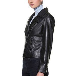 2025 Hot Selling High Quality Winter Women's Jacket <b>Black</b> Turn Collar Zipper PU Basic Print Design Plus Size Options - Product Image 5