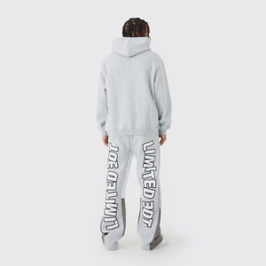 Chándal acampanado de algodón 100% para hombre, ropa de calle gráfica 3D para estampado Puff, chándal apilado, Sudadera con capucha, peso pesado, Invierno - Product Image 2