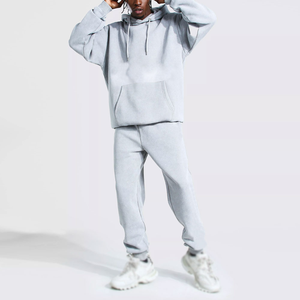 Custom High Quality Acid Wash 100% Cotton Vintage Style Track Suit XXL <b>Stone</b> Washed Jogger Set Hoodie Winter Logo Plus WholeSale - Product Image 1