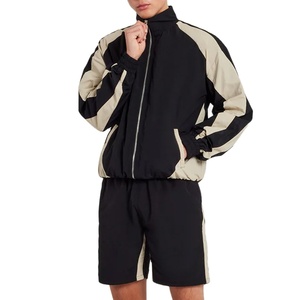 New Design Two Piece 100% Polyester High Quality Hooded Zipper Windbreaker Short <b>Sets</b> Breathable Soft Suits - Product Image 1