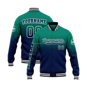 Veste universitaire personnalisée en laine et cuir pour marques de luxe avec col montant et broderie décorative sur le devant - Product Image 1