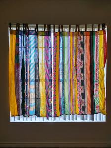Handmade Indian Vintage Old Silk Sari Fabric Recycled Up-Cycled Home Valance for Window <b>Door</b> <b>Curtains</b> Unique Old Silk <b>Curtain</b> - Product Image 4
