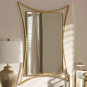 Gold Plated Modern Metal Frame Wall <b>Mirror</b> Rust-Free <b>Vanity</b> <b>Mirror</b> Home Office Decoration Easy Installation Bathroom Space-TCD - Product Image 2
