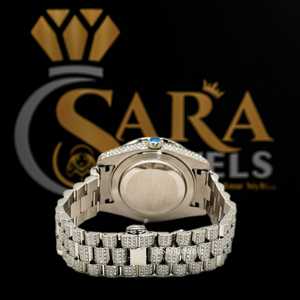 นาฬิกาสแตนเลสสตีลเพชร VVS Moissanite ทำด้วยมือสุดหรูทำด้วยมือแก้วแฟชั่นกลไกแอนะล็อกโบราณโบราณ - Product Image 3