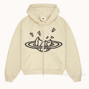 Sweat à capuche en tricot brodé avec impression d'anime de qualité supérieure, pour femmes, taille plus, vêtements en coton à blocs, couples, Y2k - Product Image 4