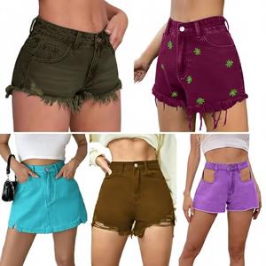 Nueva Colección de Moda, Shorts de Mezclilla para Mujer, Pantalones Cortos de Mezclilla, Shorts Holgados con Dobladillo Rizado para Mujer - Product Image 1