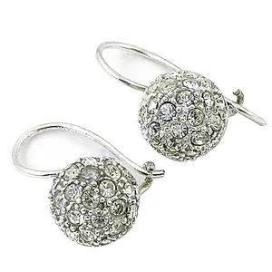 Boucles d'oreilles pendantes en cristal argenté pour femme, serties de strass classiques, bijoux pour tous les jours - Product Image 1