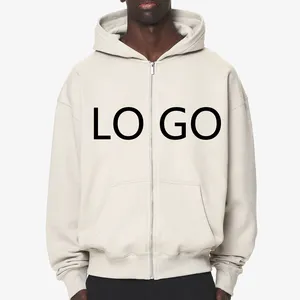 Sudadera con capucha con estampado digital vintage de algodón de alta calidad, sudadera con cremallera y hombros caídos para hombre, Sudadera con capucha personalizada - Product Image 4