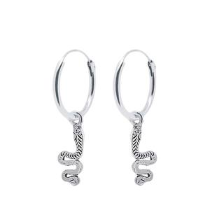 Orecchini Trendy a cerchio in argento con ciondolo a forma di serpente 1.2X12mm in rodio titanio 1 paio - Product Image 1