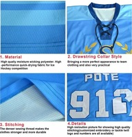 Camisetas de Hockey sobre Hielo Personalizadas, Transpirables, 100% Poliéster, Uniformes de Hockey por Mayor, Sublimación OEM, Impresión y Bordado en Blanco al por Mayor