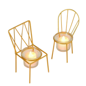 Porte-bougie chauffe-plat décoratif de table en fil métallique doré pour la maison et les décorations de Noël - Product Image 1