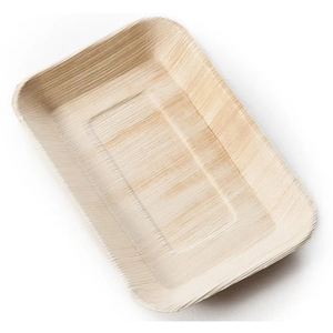 Areca Assiettes rectangulaires profondes en feuille de palmier Assiettes compostables écologiques pour la maison et la restauration - Product Image 2