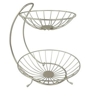 โต๊ะรับประทานอาหาร2ชั้นทันสมัย & ชั้นจัดเคาน์เตอร์ครัวตะกร้าผลไม้โลหะเป็นมิตรกับสิ่งแวดล้อมพร้อมชามจัดเก็บอาหาร - Product Image 4