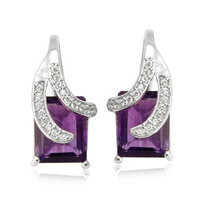 Luxury <b>set</b> <b>jewelry</b> 925 sterling silver amethyst CZ gemstone pendant earring ring <b>set</b> for <b>women</b> - Product Image 3