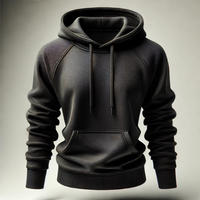 Sweat à capuche long unisexe en polaire polyester/nylon noir brodé de qualité supérieure, écologique, élégant, durable, imperméable et doux pour l'hiver