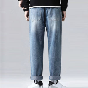 กางเกงผ้ายีนส์บางพอดีตัวสำหรับผู้ชายไซส์พิเศษกางเกงยีนส์เอวสูงปานกลางระบายอากาศได้ดี - Product Image 2