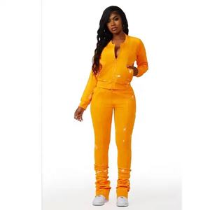 Conjunto Deportivo de Dos Piezas para Mujer al por Mayor, Ropa Deportiva Urbana, Pantalones Ajustados, Conjunto de Sudadera para Mujer, Pantalones Acampanados Personalizados - Product Image 4