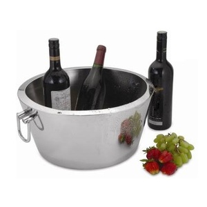 Cubo de hielo niquelado Bebidas de mesa Enfriador de vino Metal Acero inoxidable Diseño martillado Enfriador de vino Bar en casa - Product Image 5