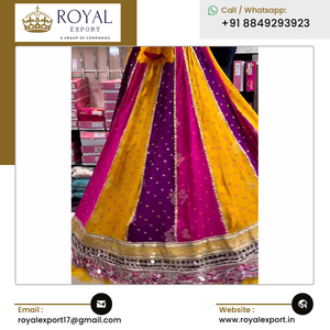 2023 dernier concepteur Bandhani impression soie Lehenga Choli avec séquence avec filet à volants Lehenga Choli à vendre - Product Image 3