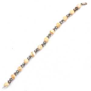 Mother-of-Pearl <b>Stone</b> <b>Bracelet</b> Elegant Silver Bangle with Dazzling <b>Gem</b> - Product Image 3