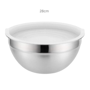 Versatile 28cm Stainless Steel <b>Mixing</b> <b>Bowl</b> <b>with</b> <b>Lid</b>: Perfect for Cooking, Food Storage, and Meal Preparation - Product Image 1