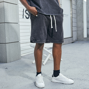 Haute qualité coton lourd lavé à l'acide Vintage Streetwear décontracté maille Shorts avec motif décoration DDP expédition - Product Image 2