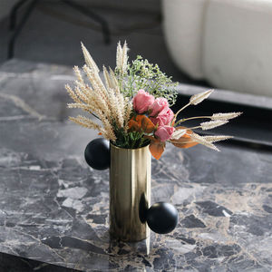 Vase à fleurs en métal, centre de table décoratif moderne avec finition lisse pour la maison, l'hôtel, le bureau, les événements de mariage, la décoration intérieure. - Product Image 2