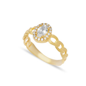 Design gastronomique 925 bijoux en argent Sterling fait à la main forme ovale clair Zircon pierre cluster anneau pour les mariages fêtes turc - Product Image 1