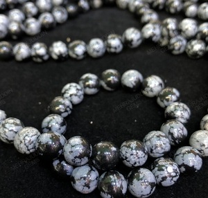 Cuentas redondas lisas de obsidiana, piedra preciosa de copo de nieve personalizada, 100% Color Natural, certificado GIC para la fabricación de joyas - Product Image 2