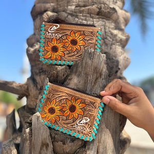 Nuevos monederos de cambio de monedas de cuero marrón hechos a mano reales, estuche rectangular para tarjetas de crédito, estuches bonitos para tarjetas pequeñas con cremallera - Product Image 1