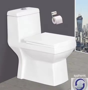 Inodoro de una pieza de pie de suelo de cerámica blanca-WC de baño, asiento de armario de agua con inodoro sanitario - Product Image 2