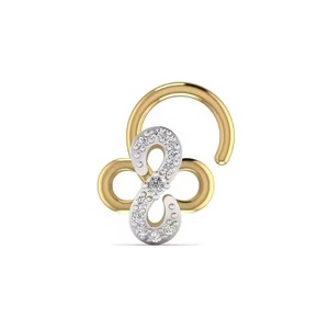 Épingle à nez de designer en diamant rond véritable 0.16TCW Bijoux en or jaune - Product Image 1