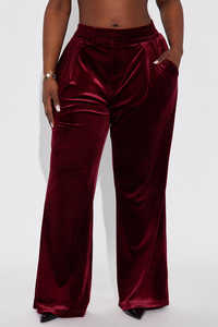 กางเกงขายาวทรงพาลาซโซผ้ากำมะหยี่สีแดงเบอร์กันดี คุณภาพสูง ผลิตในปากีสถาน สำหรับผู้หญิง เอวกลาง ดีไซน์หรูหรา เหมาะสำหรับฤดูหนาว สวมใส่สบายๆ ได้ทั้งออกกำลังกายและลำลอง - Product Image 5