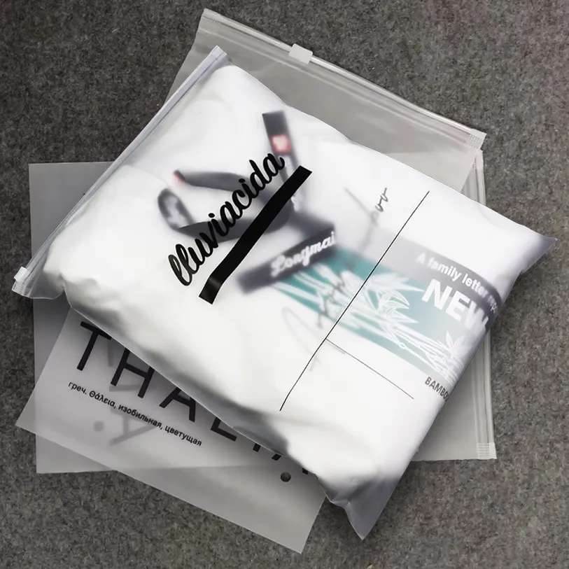 Stampa personalizzata sacchetti in plastica trasparente con chiusura a chiusura lampo biodegradabili sacchetti autosigillanti per abbigliamento T-Shirt vestiti