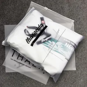 Custom Printing Transparent Plastic Packaging ziplock bags Biodegradable Frosted Self Sealing Bags for garment T Shirt Clothes